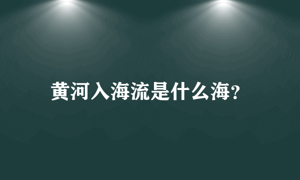 黄河入海流是什么海？