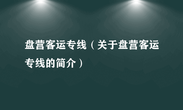 盘营客运专线（关于盘营客运专线的简介）