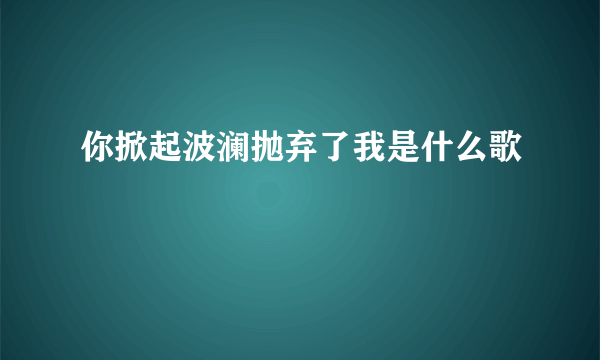 你掀起波澜抛弃了我是什么歌