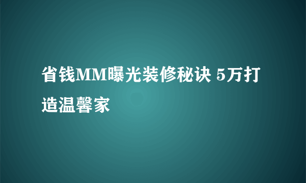 省钱MM曝光装修秘诀 5万打造温馨家