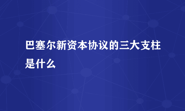 巴塞尔新资本协议的三大支柱是什么