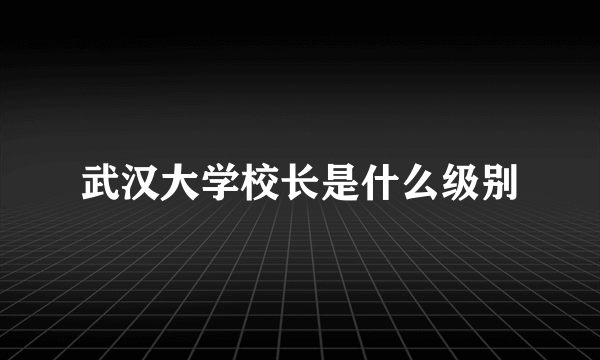 武汉大学校长是什么级别