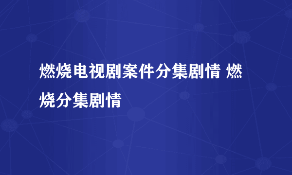 燃烧电视剧案件分集剧情 燃烧分集剧情