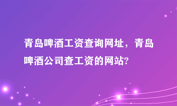 青岛啤酒工资查询网址，青岛啤酒公司查工资的网站?