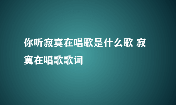 你听寂寞在唱歌是什么歌 寂寞在唱歌歌词