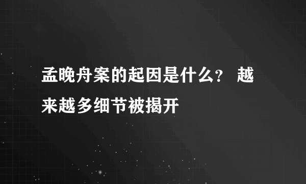 孟晚舟案的起因是什么？ 越来越多细节被揭开