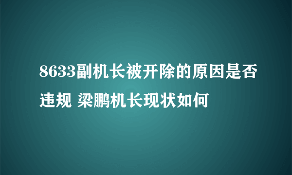 8633副机长被开除的原因是否违规 梁鹏机长现状如何