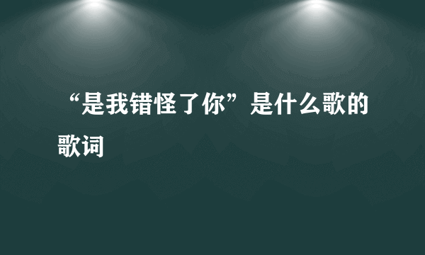 “是我错怪了你”是什么歌的歌词