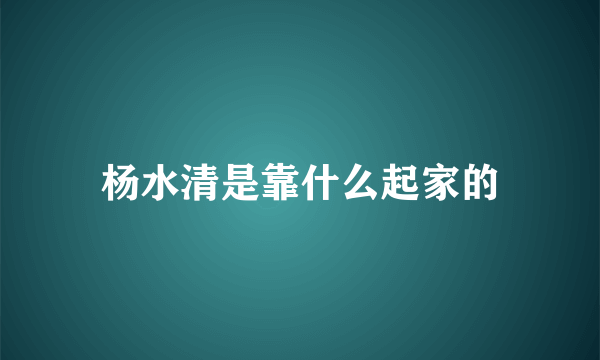 杨水清是靠什么起家的