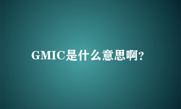 GMIC是什么意思啊？