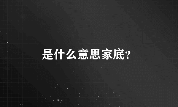 是什么意思家底？