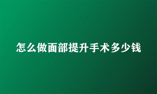 怎么做面部提升手术多少钱