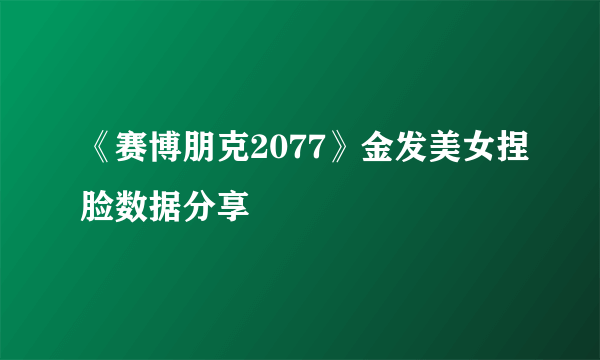 《赛博朋克2077》金发美女捏脸数据分享