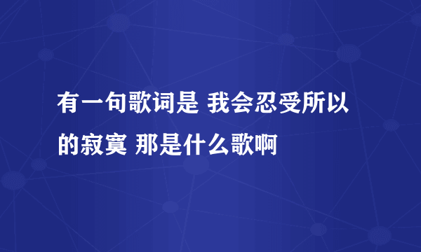 有一句歌词是 我会忍受所以的寂寞 那是什么歌啊