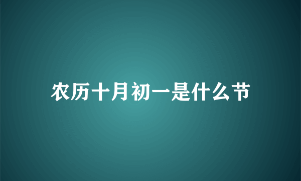 农历十月初一是什么节