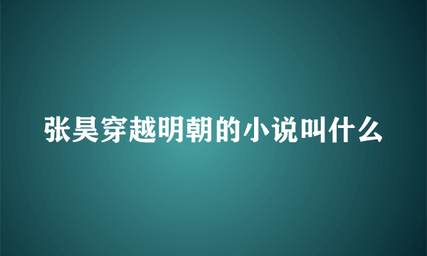 张昊穿越明朝的小说叫什么