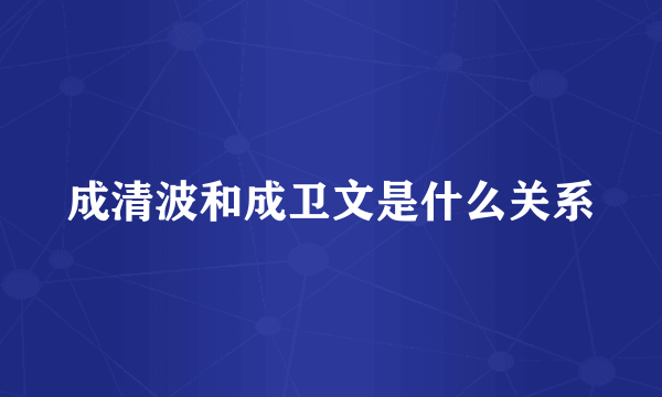 成清波和成卫文是什么关系