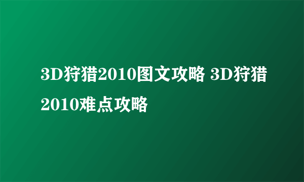 3D狩猎2010图文攻略 3D狩猎2010难点攻略