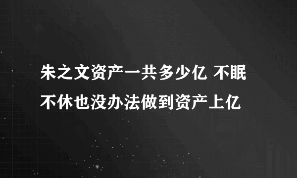 朱之文资产一共多少亿 不眠不休也没办法做到资产上亿