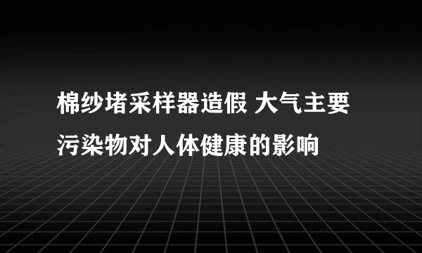 棉纱堵采样器造假 大气主要污染物对人体健康的影响