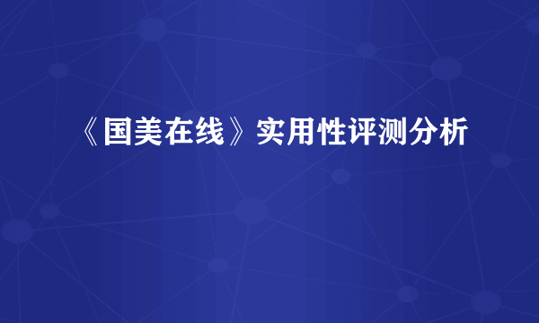 《国美在线》实用性评测分析