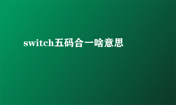 switch五码合一啥意思