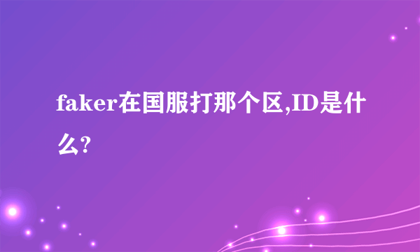 faker在国服打那个区,ID是什么?