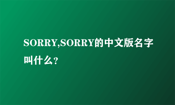 SORRY,SORRY的中文版名字叫什么？