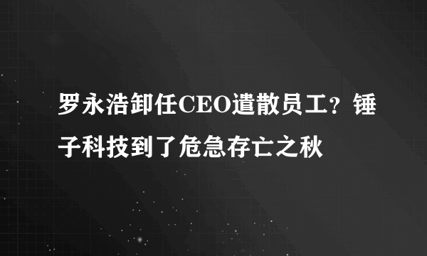 罗永浩卸任CEO遣散员工？锤子科技到了危急存亡之秋