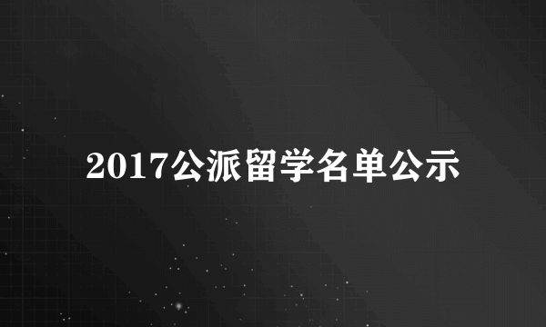 2017公派留学名单公示