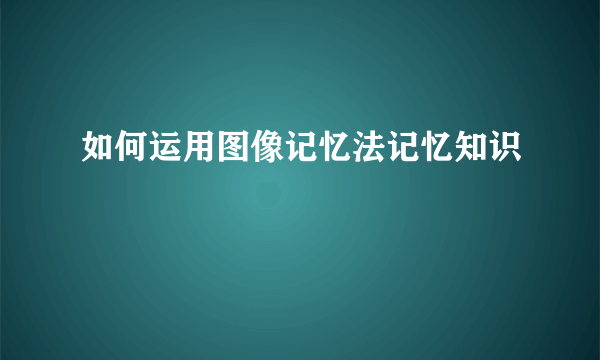 如何运用图像记忆法记忆知识