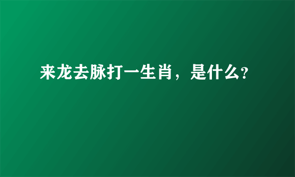 来龙去脉打一生肖，是什么？