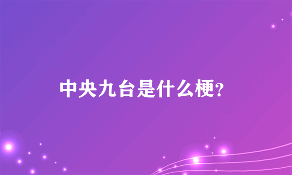 中央九台是什么梗？