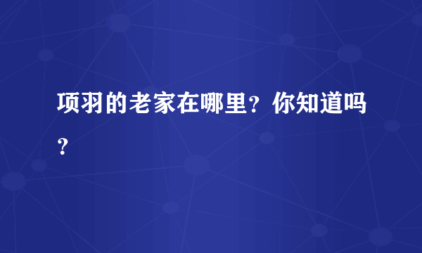 项羽的老家在哪里？你知道吗？