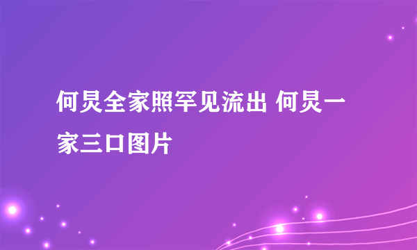 何炅全家照罕见流出 何炅一家三口图片