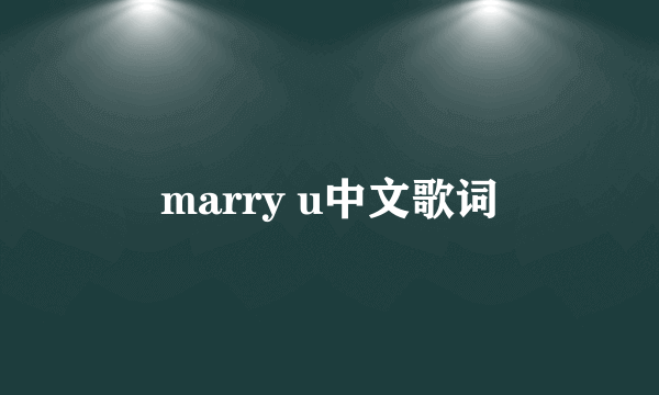 marry u中文歌词