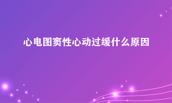 心电图窦性心动过缓什么原因