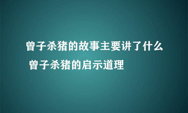 曾子杀猪的故事主要讲了什么 曾子杀猪的启示道理