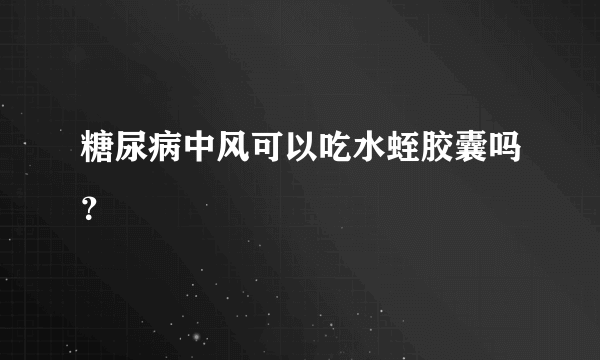 糖尿病中风可以吃水蛭胶囊吗？