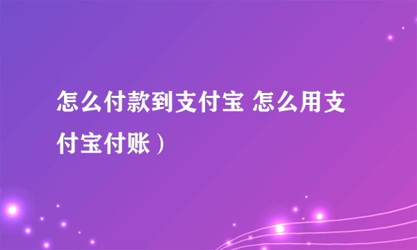 怎么付款到支付宝 怎么用支付宝付账）