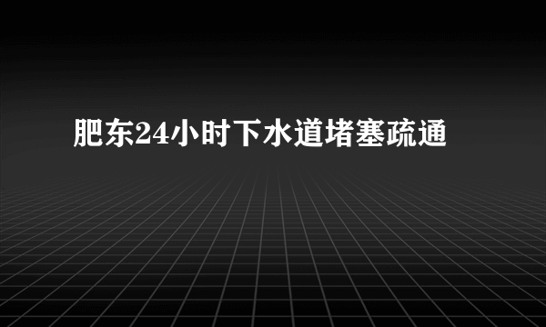 肥东24小时下水道堵塞疏通