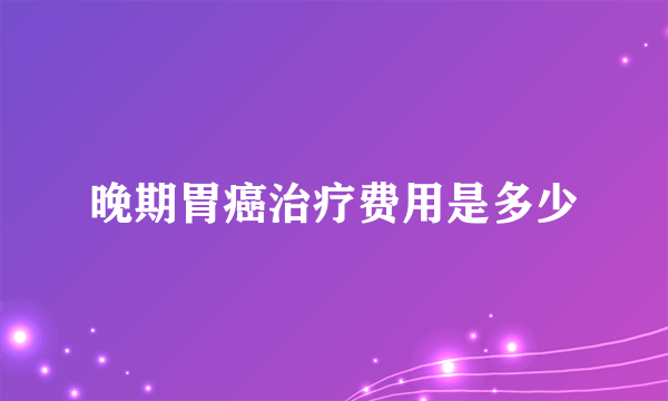 晚期胃癌治疗费用是多少