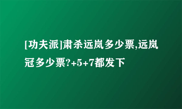 [功夫派]肃杀远岚多少票,远岚冠多少票?+5+7都发下