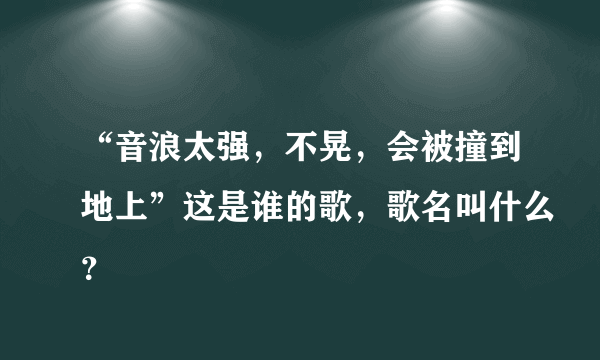 “音浪太强，不晃，会被撞到地上”这是谁的歌，歌名叫什么？