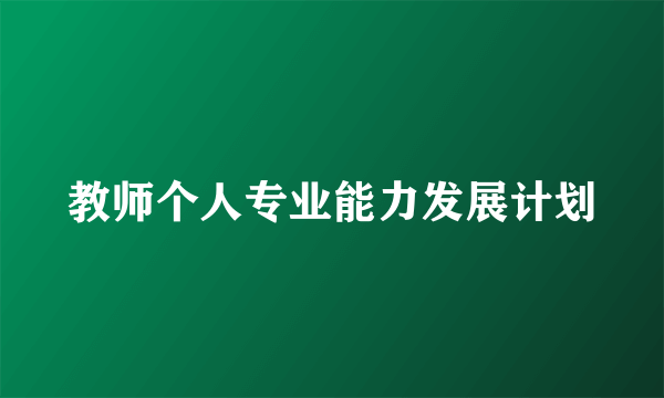 教师个人专业能力发展计划