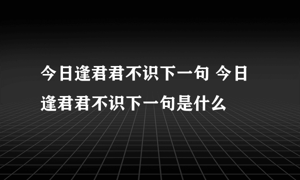 今日逢君君不识下一句 今日逢君君不识下一句是什么