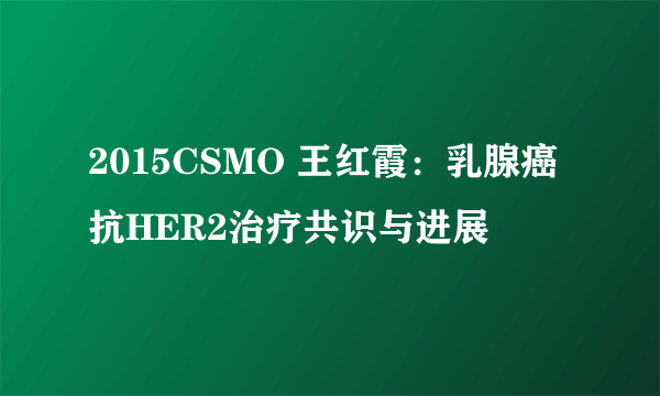 2015CSMO 王红霞：乳腺癌抗HER2治疗共识与进展