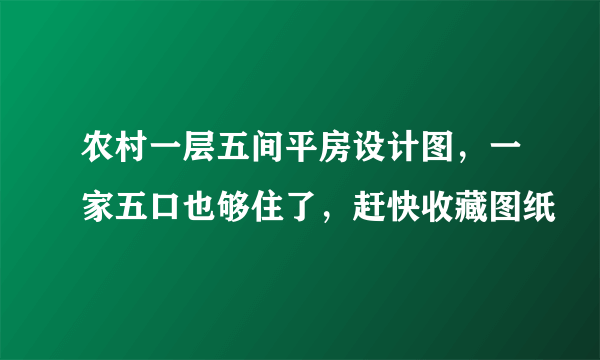 农村一层五间平房设计图，一家五口也够住了，赶快收藏图纸