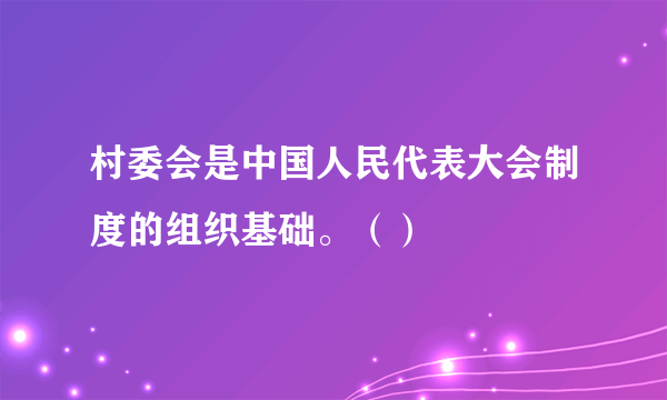 村委会是中国人民代表大会制度的组织基础。（）