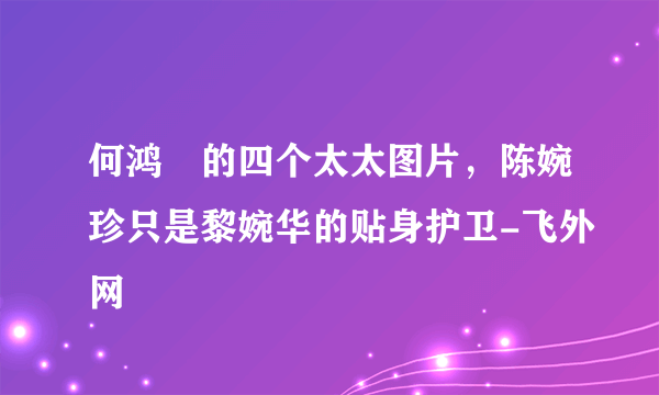 何鸿燊的四个太太图片，陈婉珍只是黎婉华的贴身护卫-飞外网